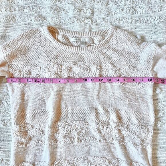 LC Lauren Conrad Cream Detailed Knit Scoop Neck Smocked Cuff Sweater xsmall - Picture 4 of 6